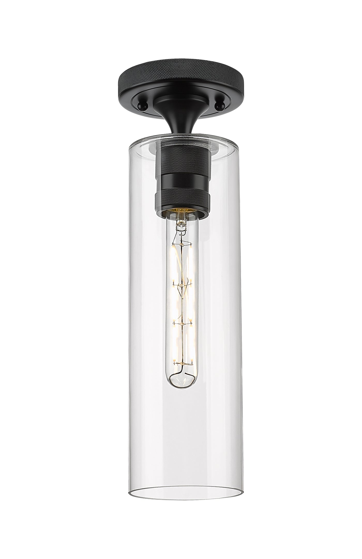 Downtown Flush Mount Satin Nickel Glass