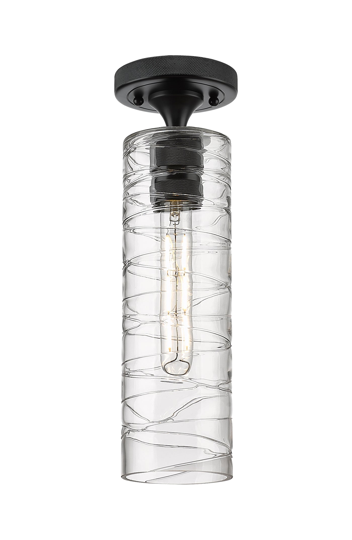 Downtown Flush Mount Satin Nickel Glass