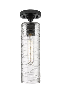Downtown Flush Mount Satin Nickel Glass