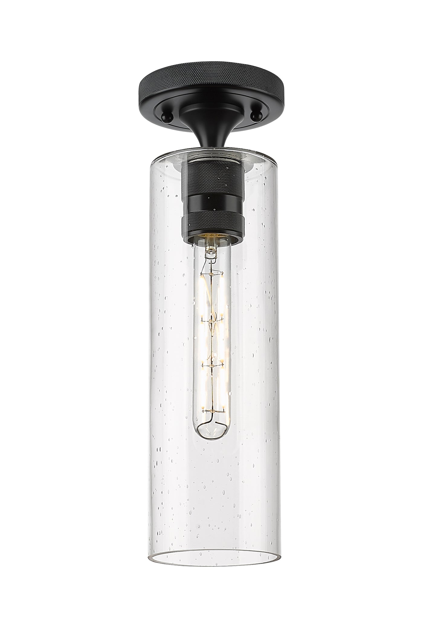 Downtown Flush Mount Satin Nickel Glass