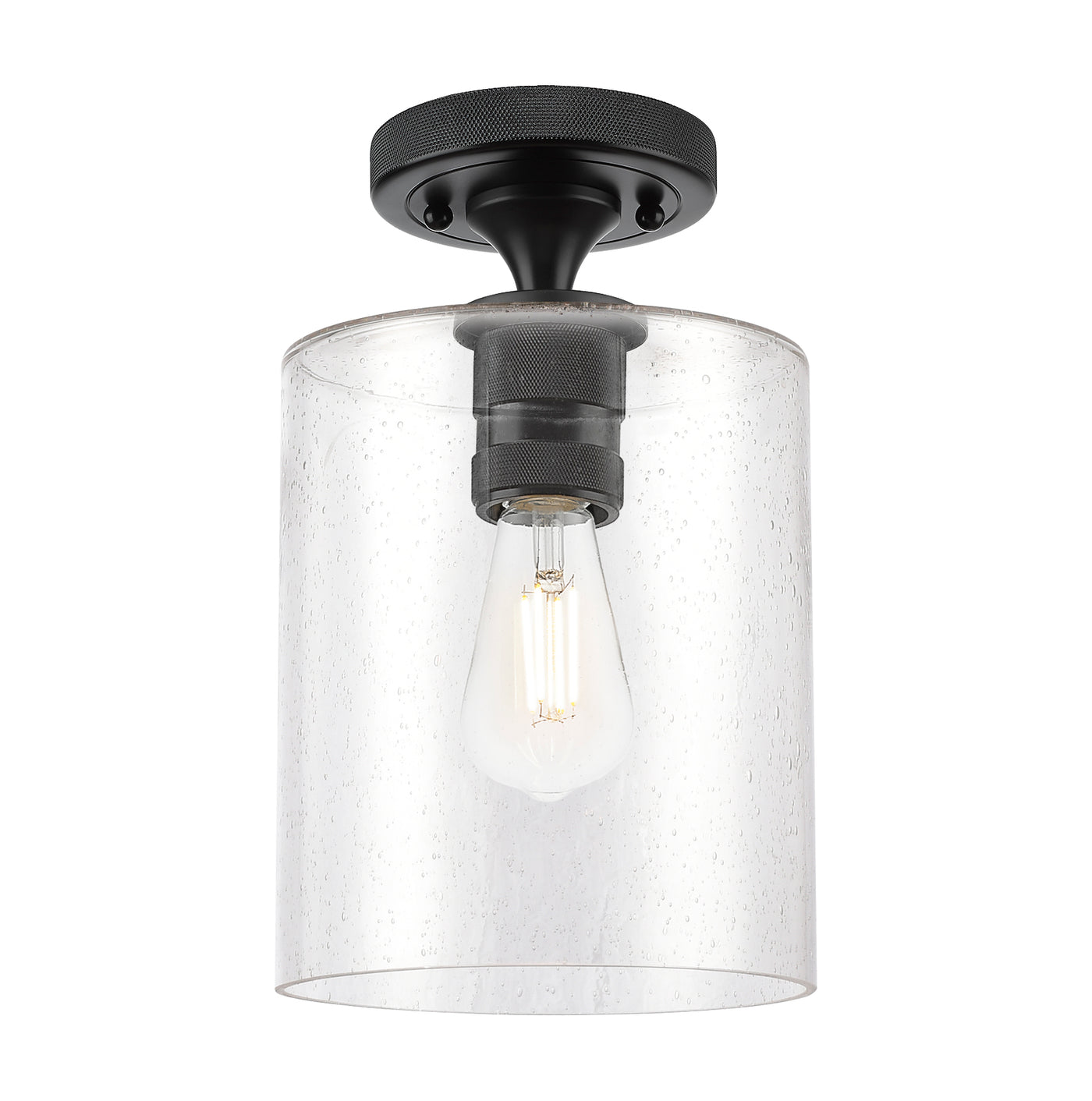 Downtown Flush Mount Satin Nickel Glass
