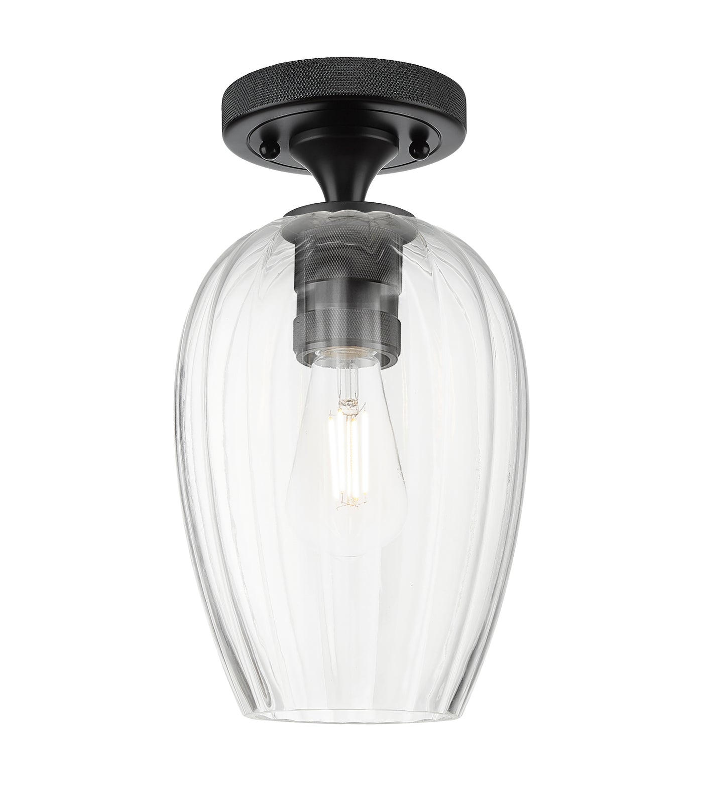 Downtown Flush Mount Satin Nickel Glass