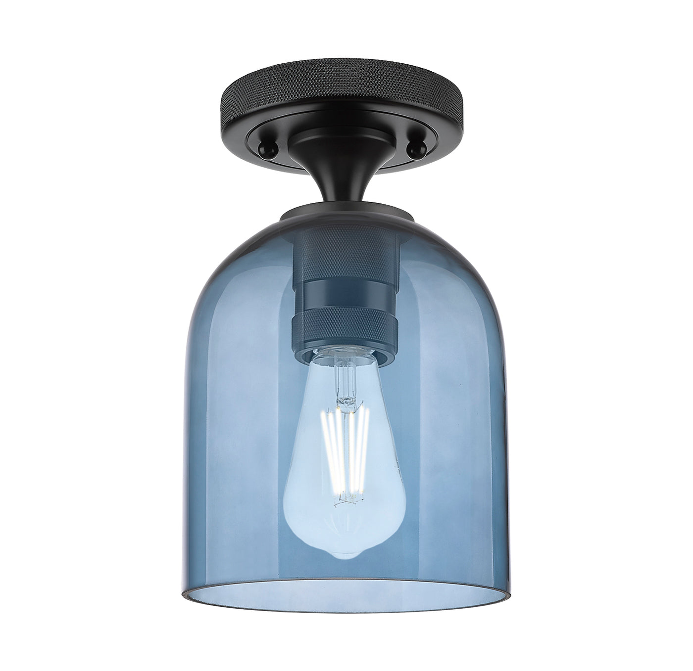 Downtown Flush Mount Satin Nickel Glass