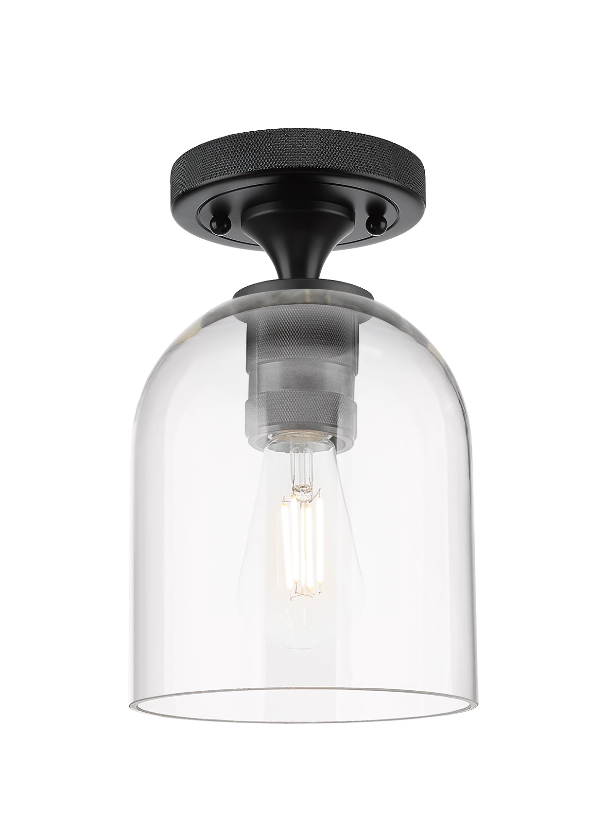 Downtown Flush Mount Satin Nickel Glass