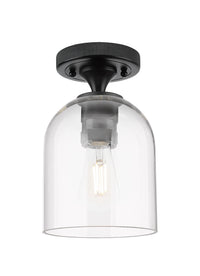 Downtown Flush Mount Satin Nickel Glass