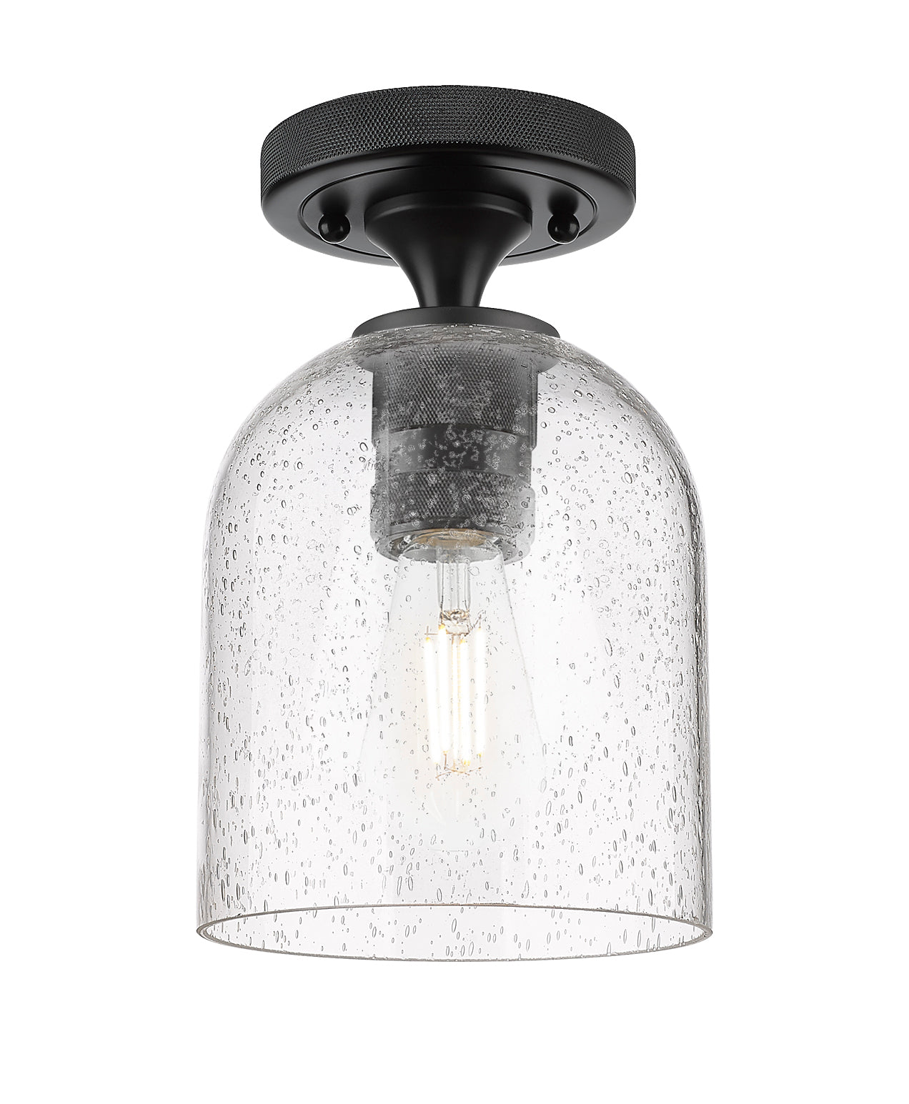 Downtown Flush Mount Satin Nickel Glass