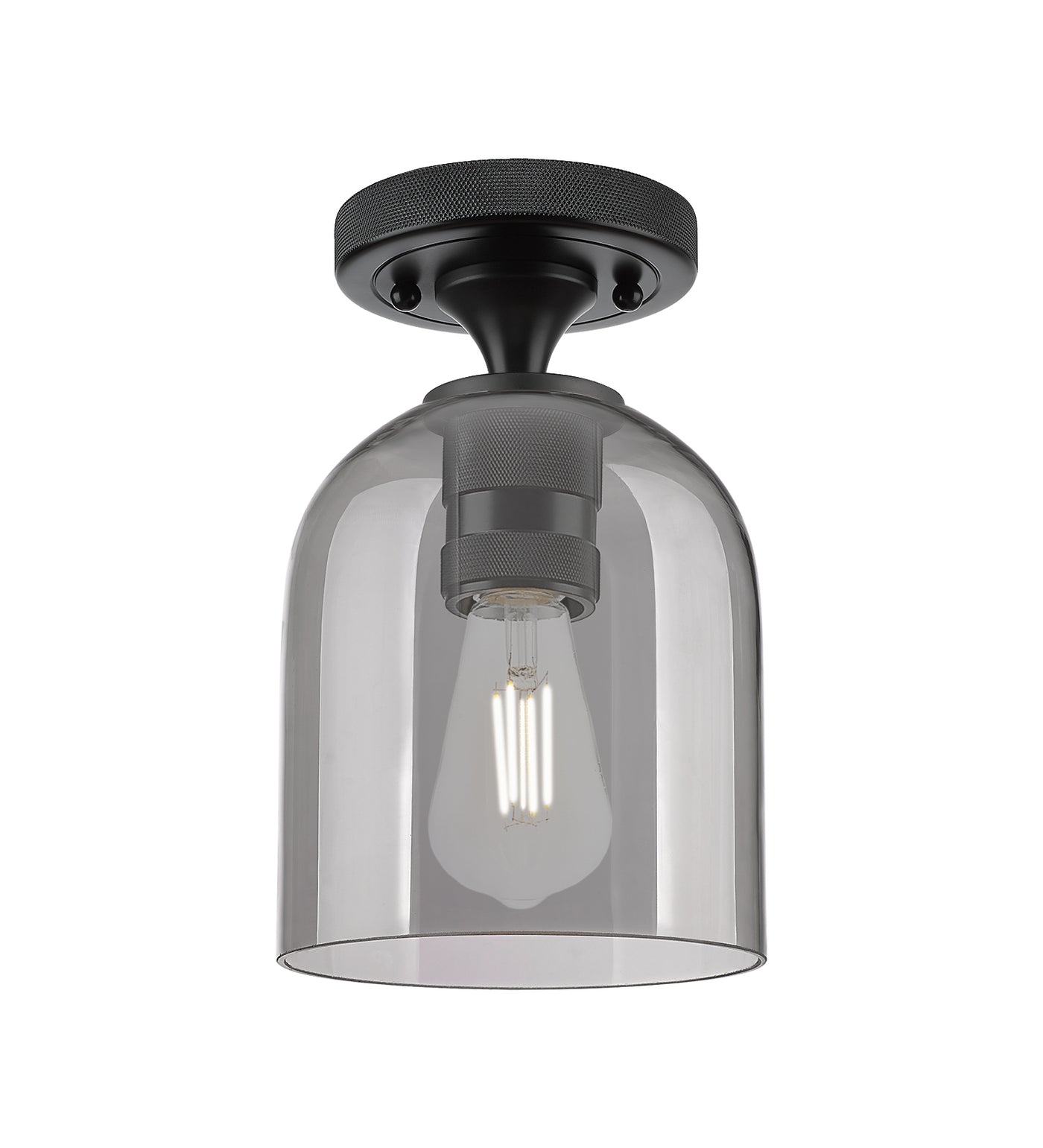 Downtown Flush Mount Satin Nickel Glass