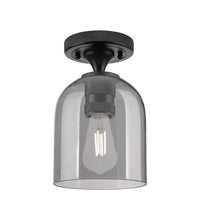 Downtown Flush Mount Satin Nickel Glass