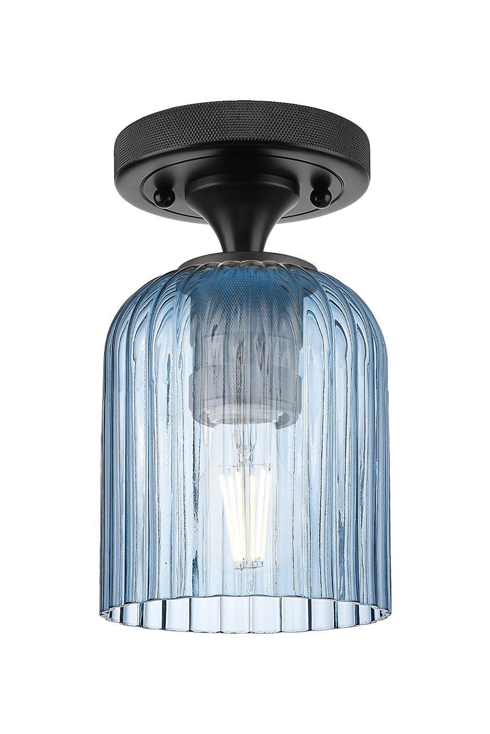 Downtown Flush Mount Satin Nickel Glass