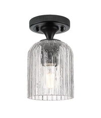 Downtown Flush Mount Satin Nickel Glass
