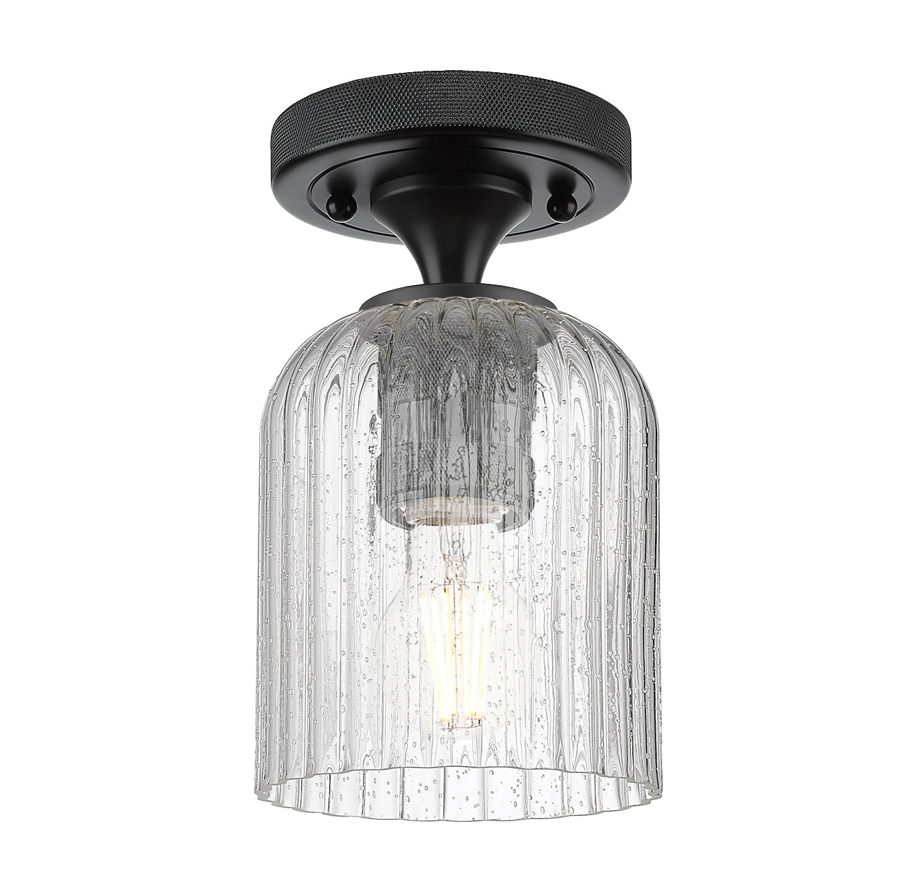 Downtown Flush Mount Satin Nickel Glass