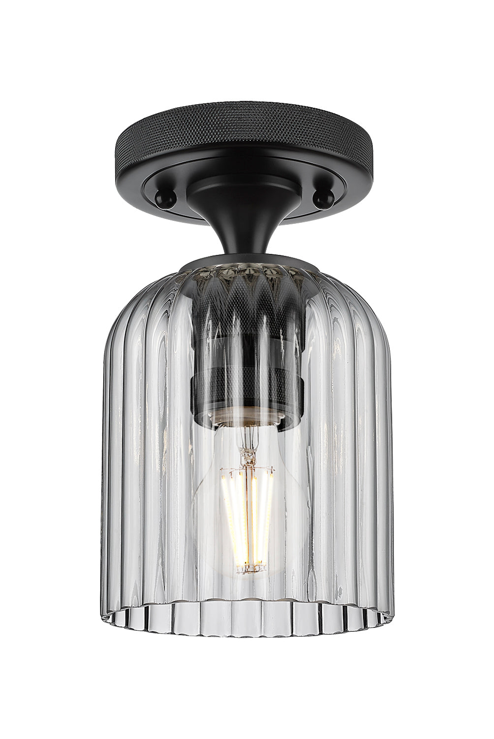 Downtown Flush Mount Satin Nickel Glass