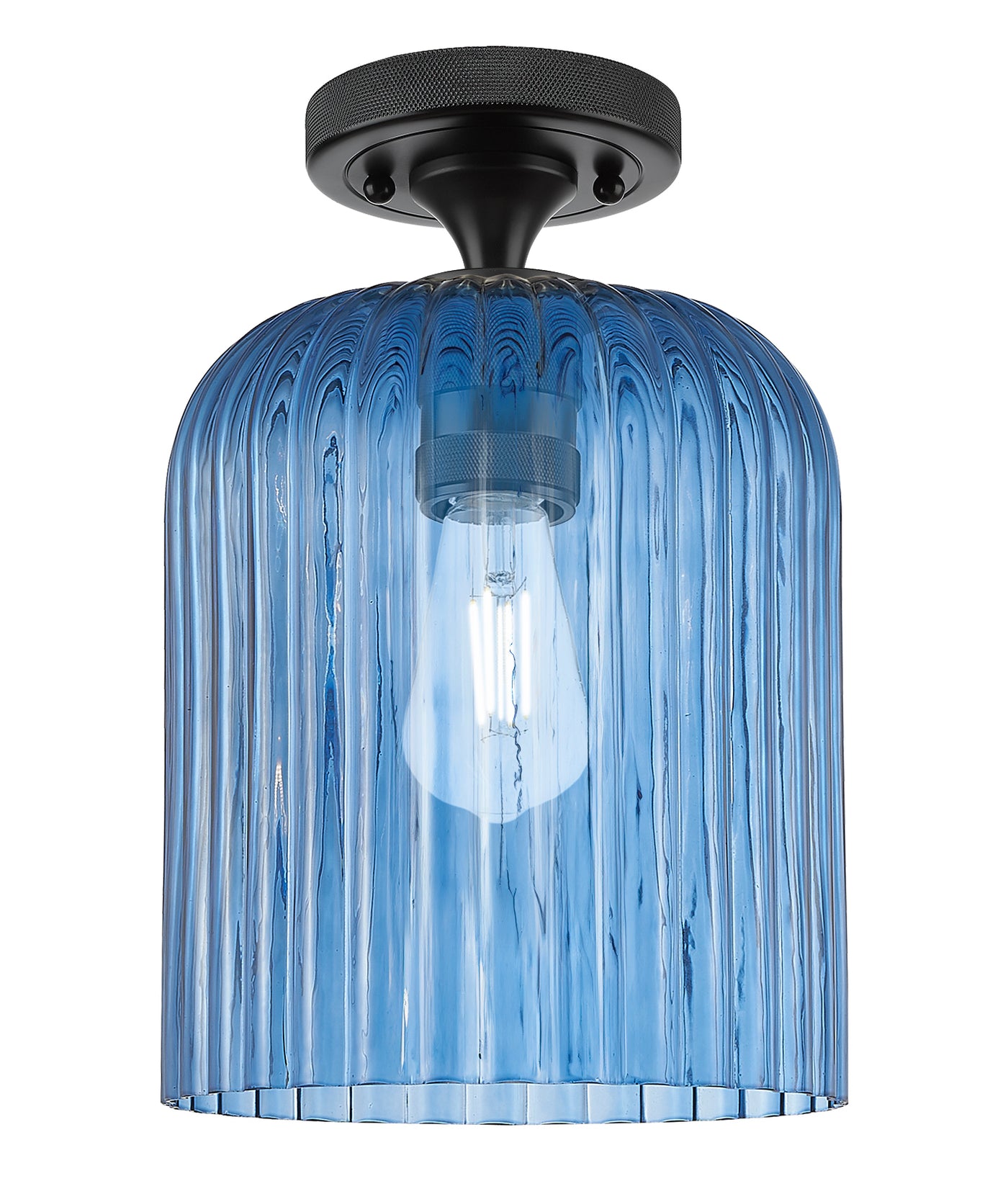 Downtown Flush Mount Satin Nickel Glass