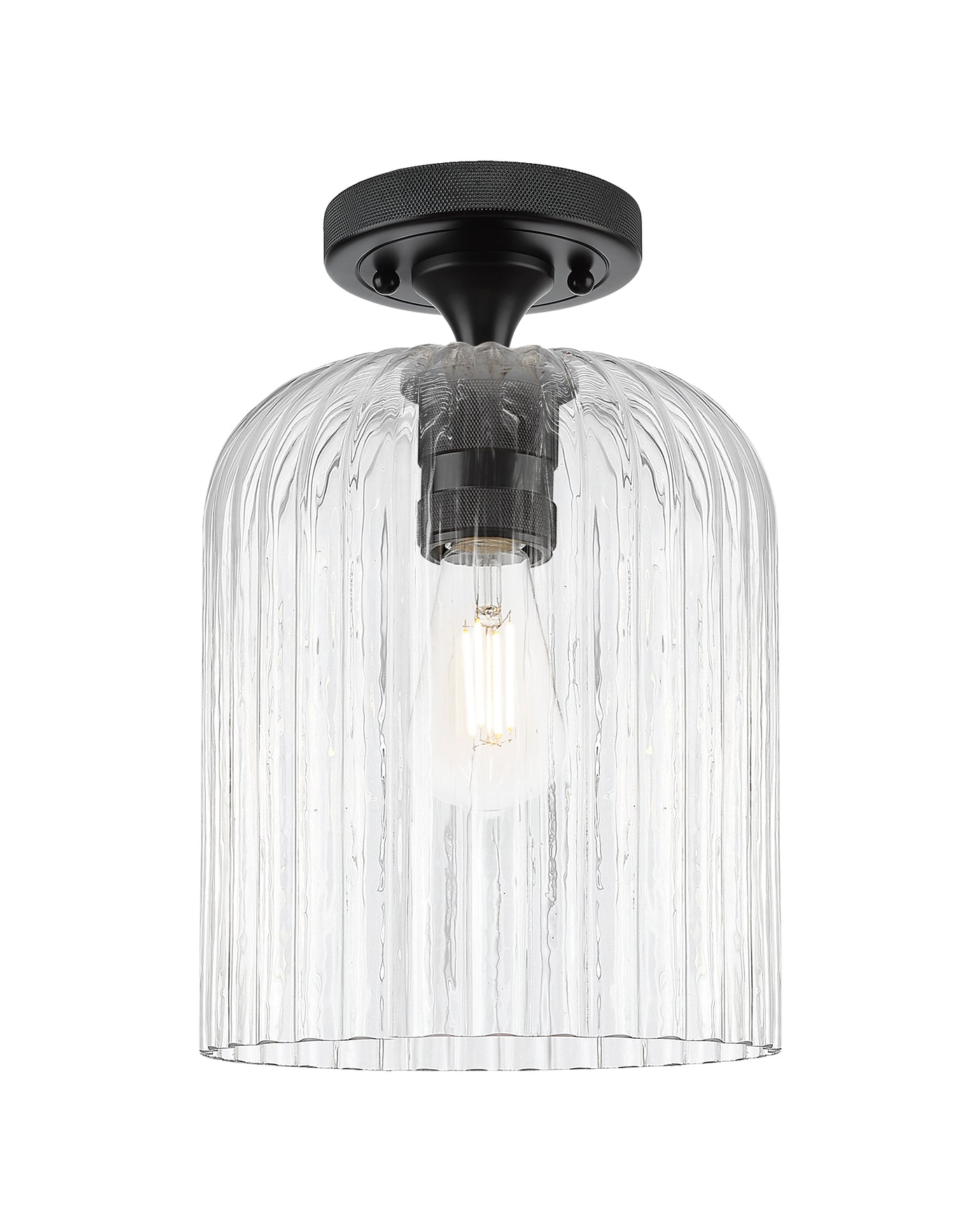 Downtown Flush Mount Satin Nickel Glass