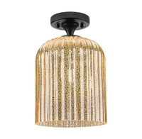 Downtown Flush Mount Satin Nickel Glass
