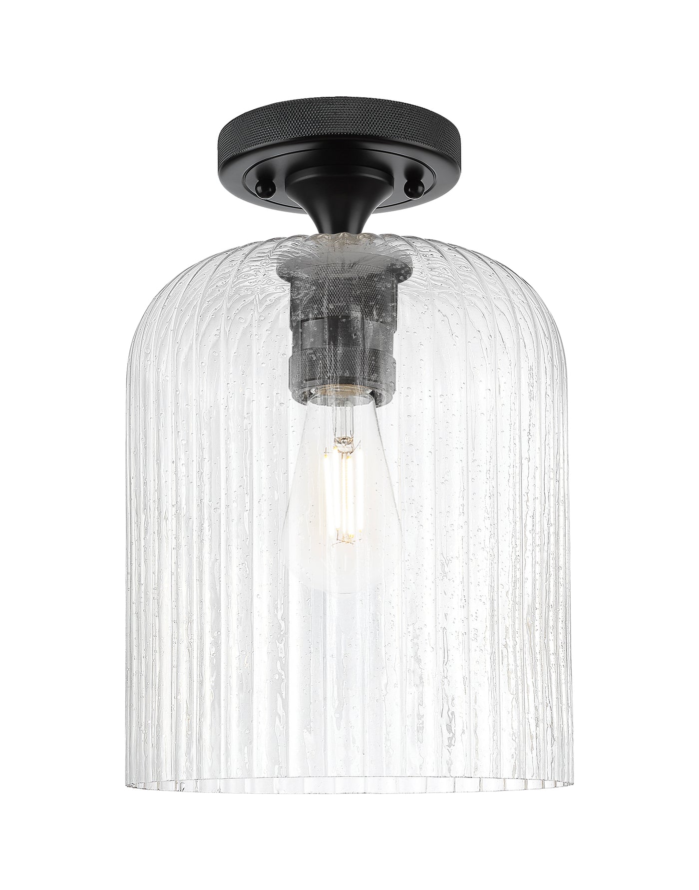 Downtown Flush Mount Satin Nickel Glass