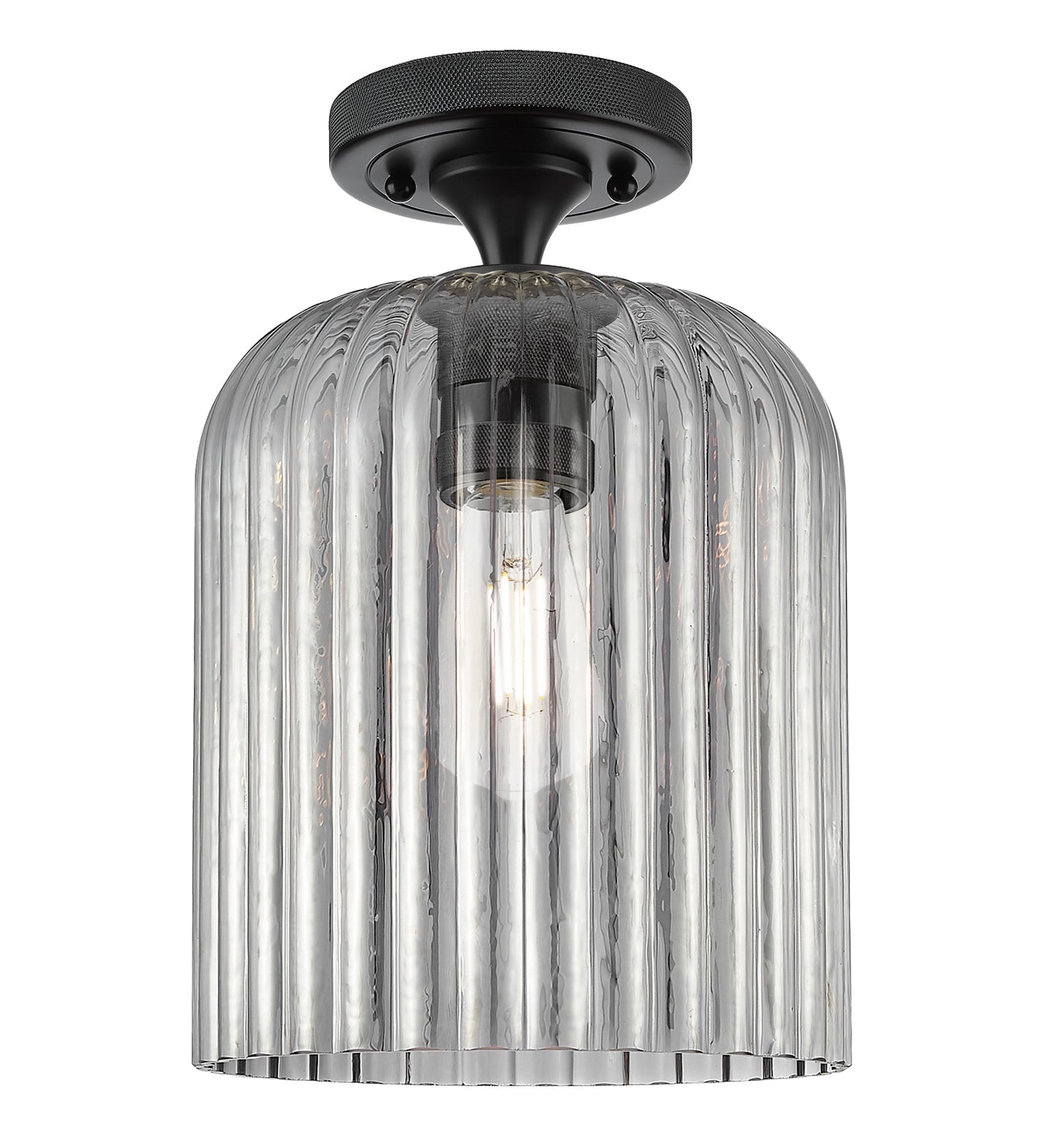 Downtown Flush Mount Satin Nickel Glass