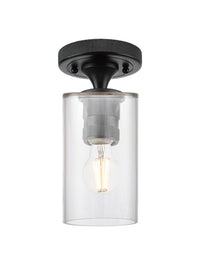 Downtown Flush Mount Satin Nickel Glass