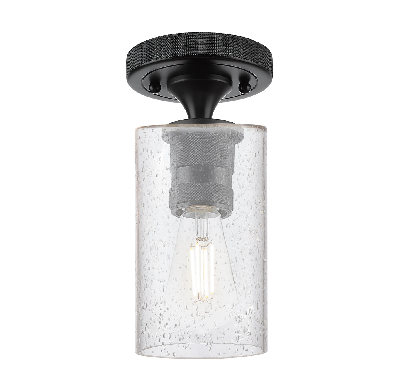 Downtown Flush Mount Satin Nickel Glass