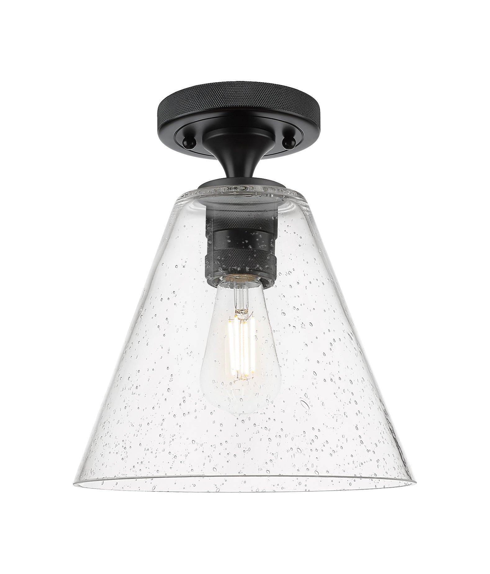 Downtown Flush Mount Satin Nickel Glass