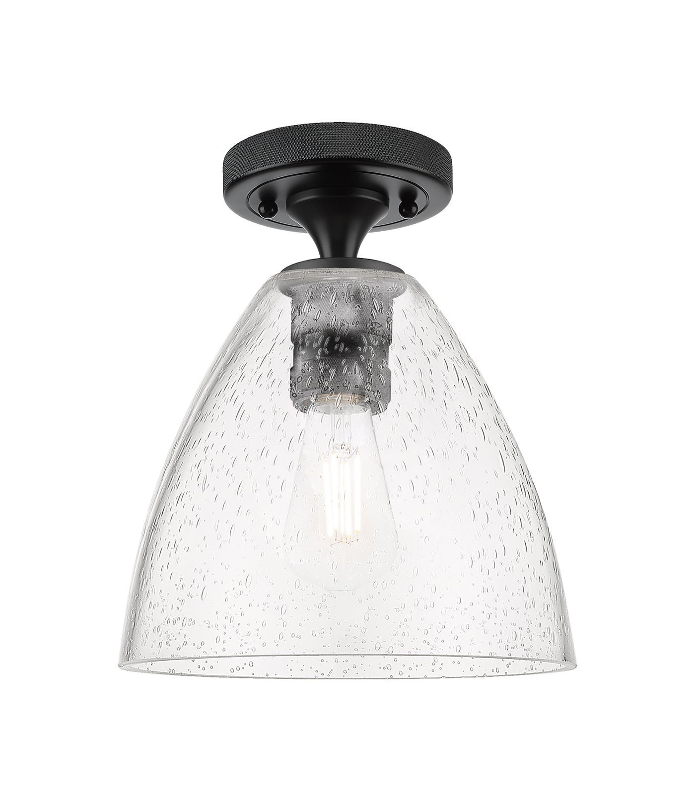 Downtown Flush Mount Satin Nickel Glass