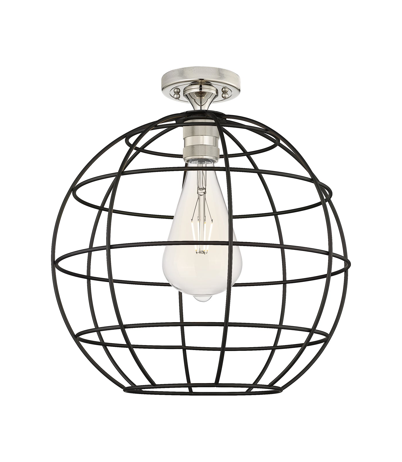 Downtown Flush Mount Satin Nickel Glass