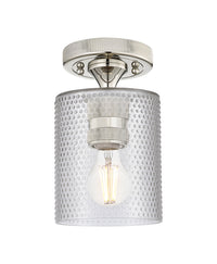 Downtown Flush Mount Satin Nickel Glass