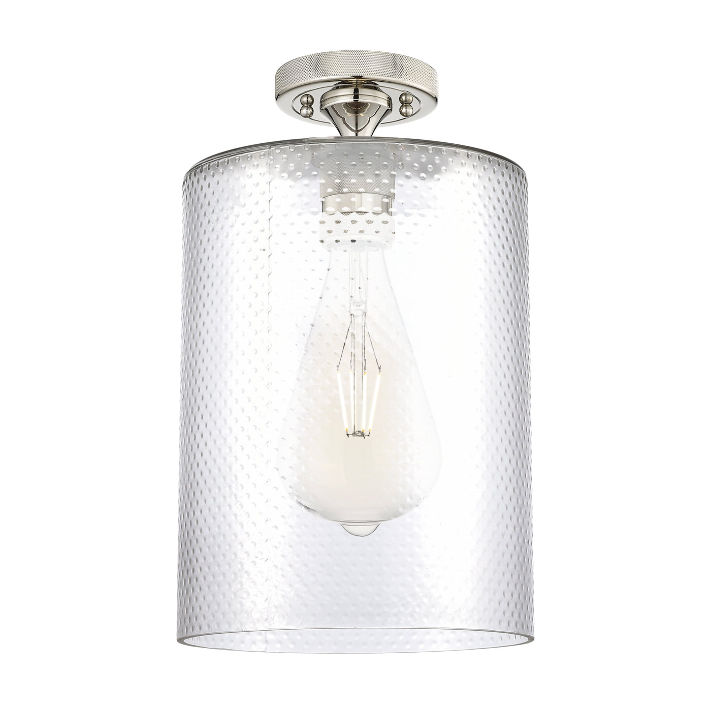 Downtown Flush Mount Satin Nickel Glass