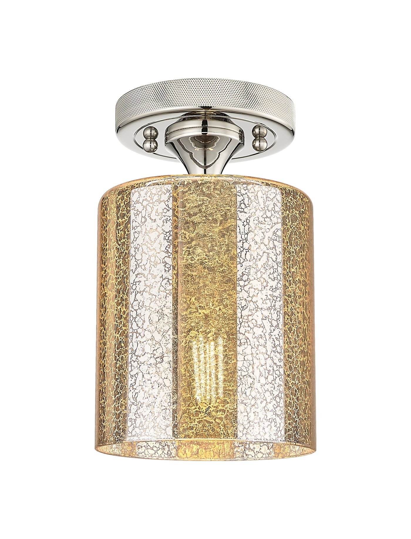 Downtown Flush Mount Satin Nickel Glass