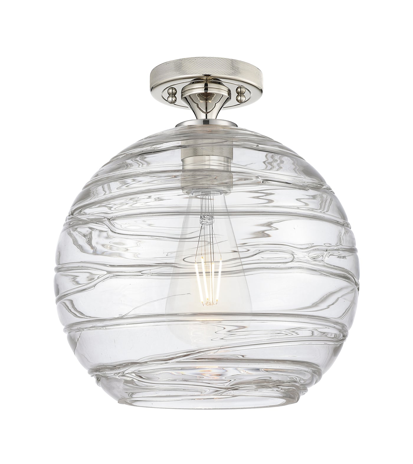 Downtown Flush Mount Satin Nickel Brass Glass
