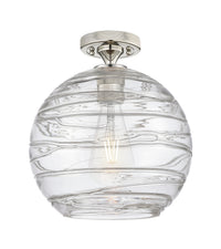 Downtown Flush Mount Satin Nickel Brass Glass