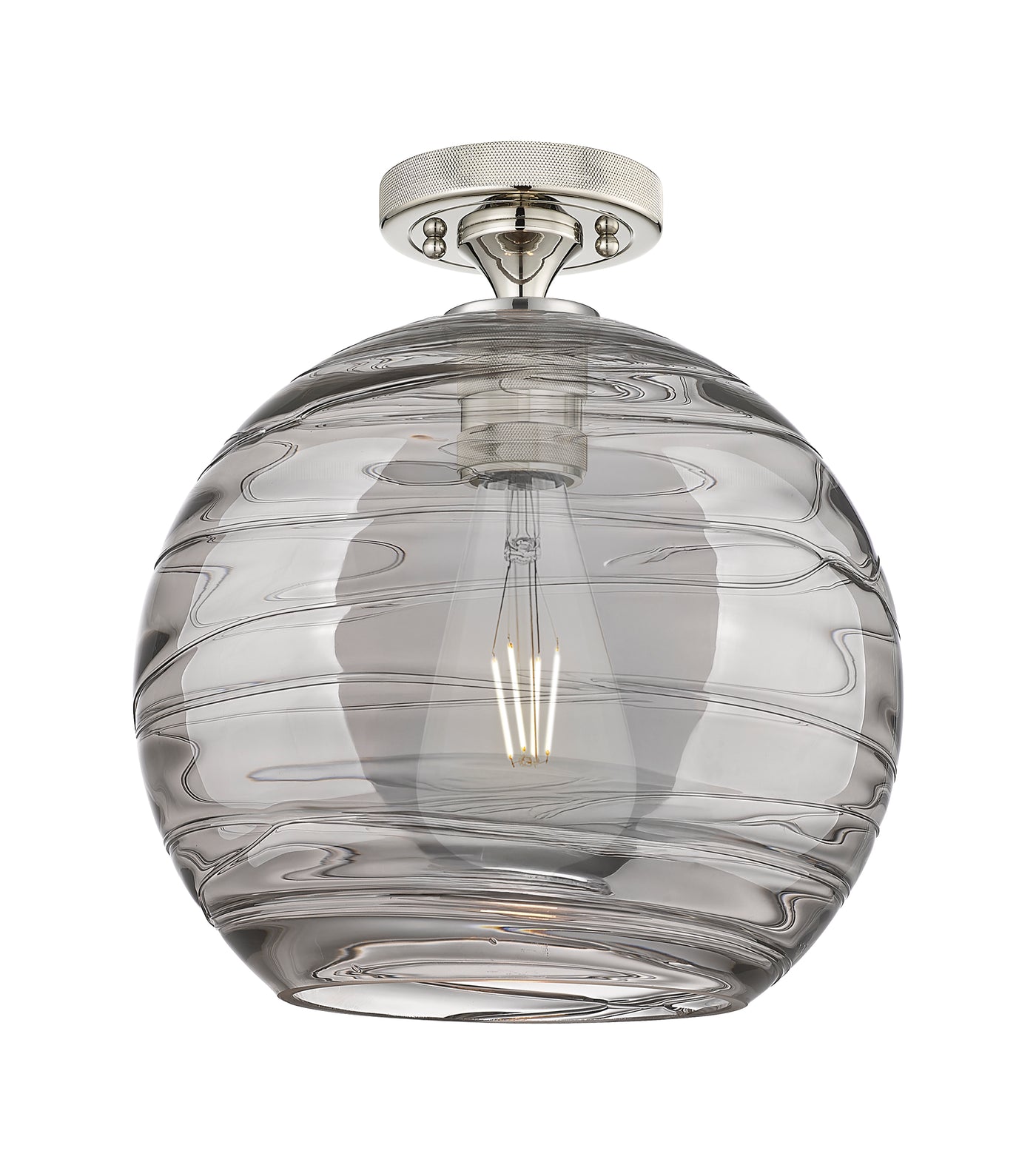 Downtown Flush Mount Satin Nickel Brass Glass