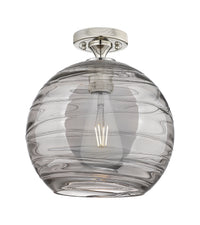 Downtown Flush Mount Satin Nickel Brass Glass