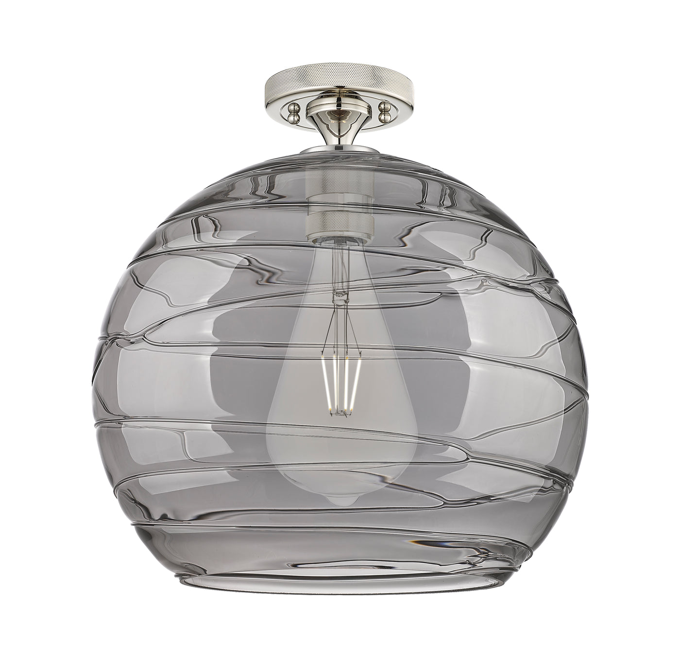 Downtown Flush Mount Satin Nickel Glass