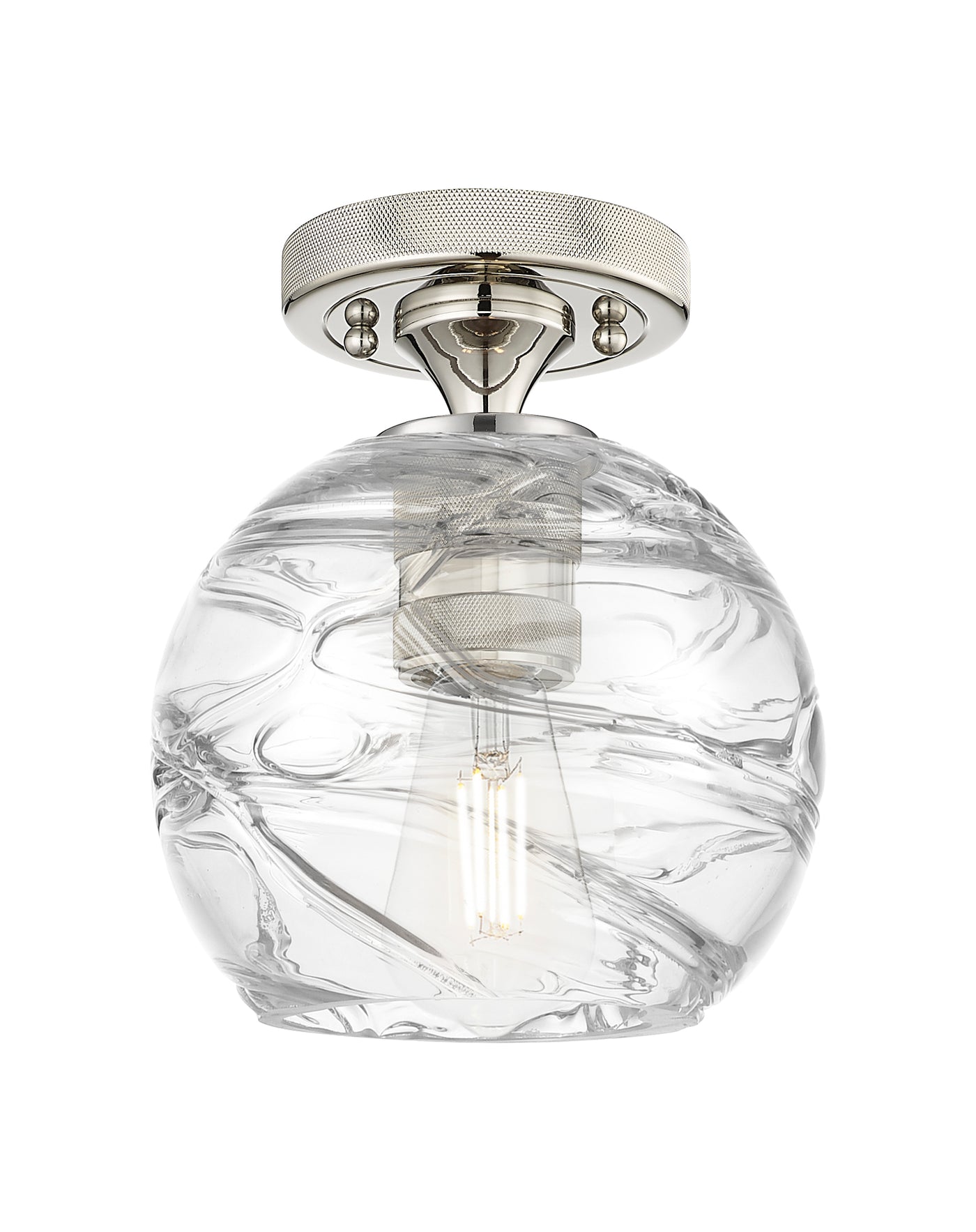 Downtown Flush Mount Satin Nickel Glass