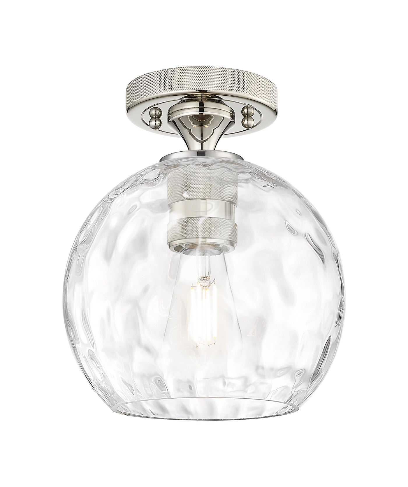 Downtown Flush Mount Satin Nickel Glass