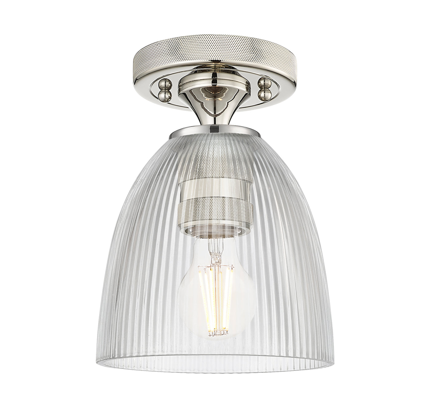 Downtown Flush Mount Satin Nickel Glass
