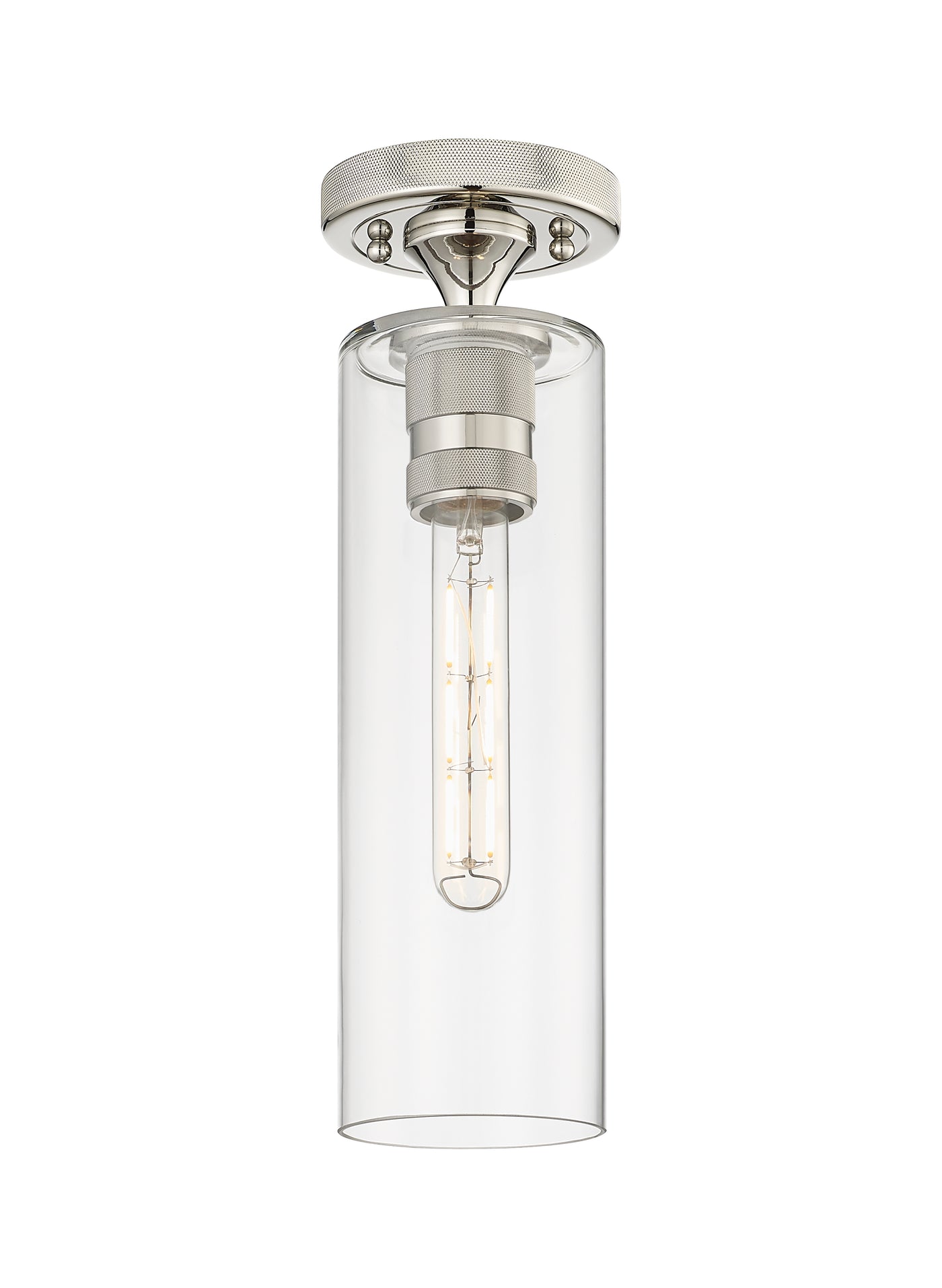 Downtown Flush Mount Satin Nickel Glass