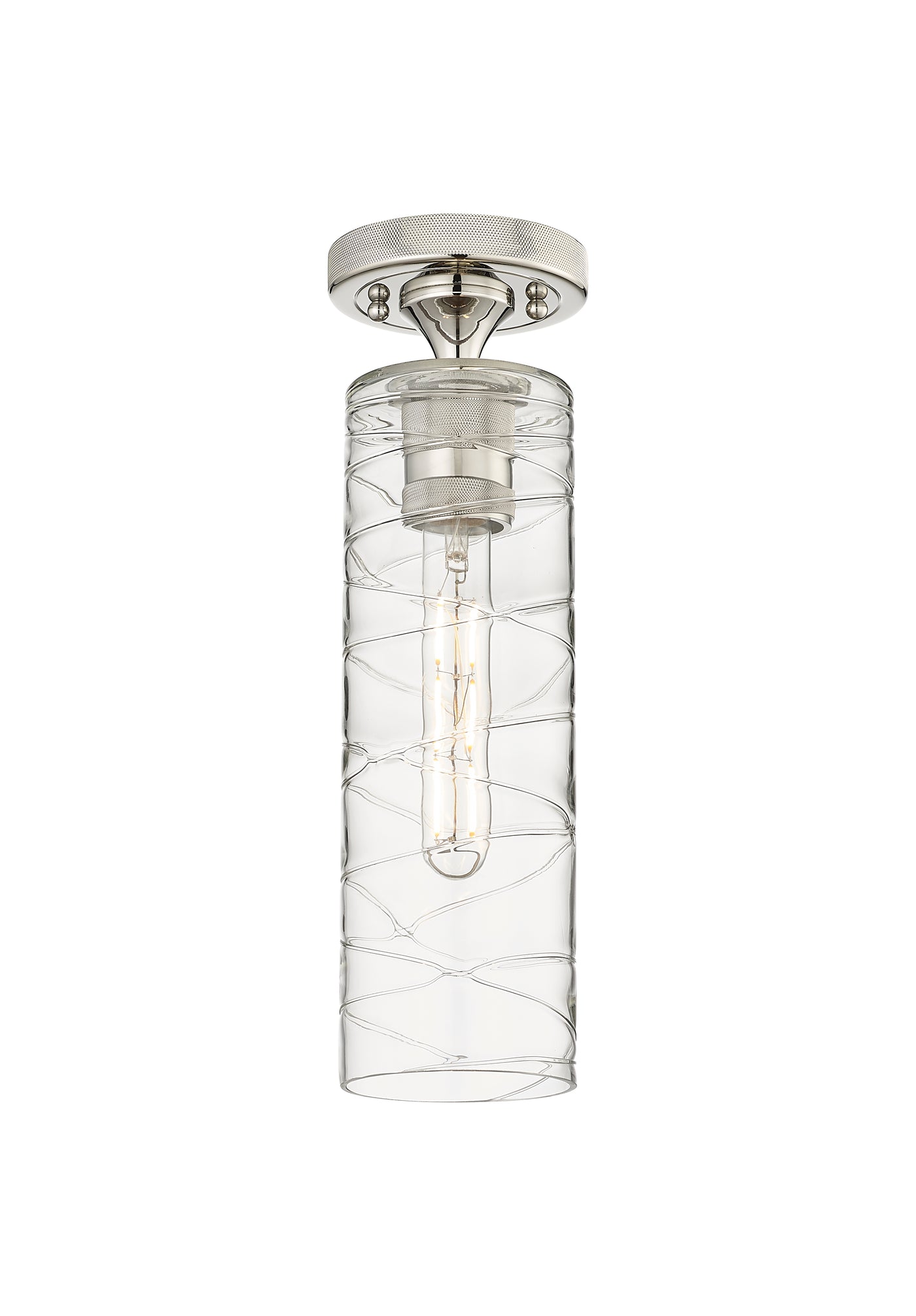 Downtown Flush Mount Satin Nickel Glass