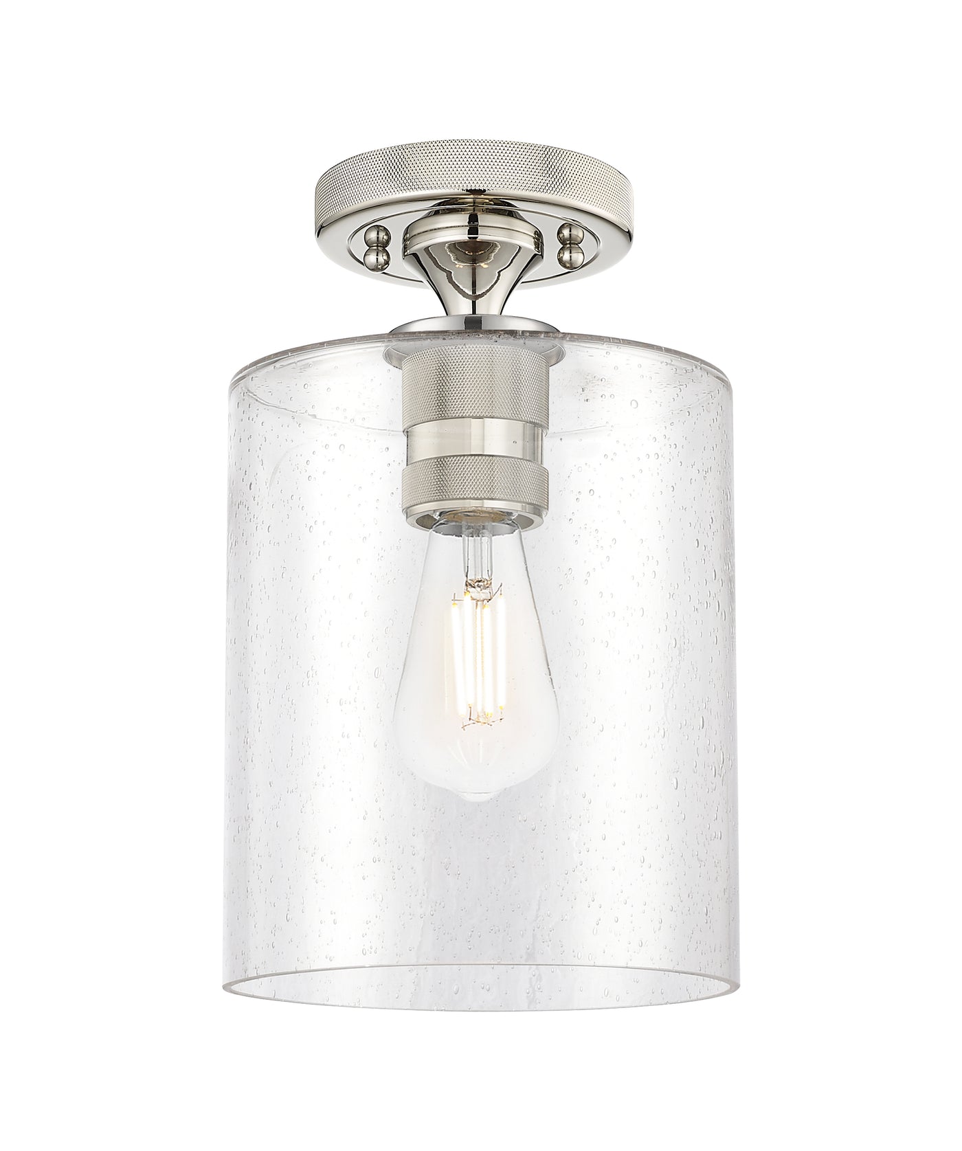 Downtown Flush Mount Satin Nickel Glass