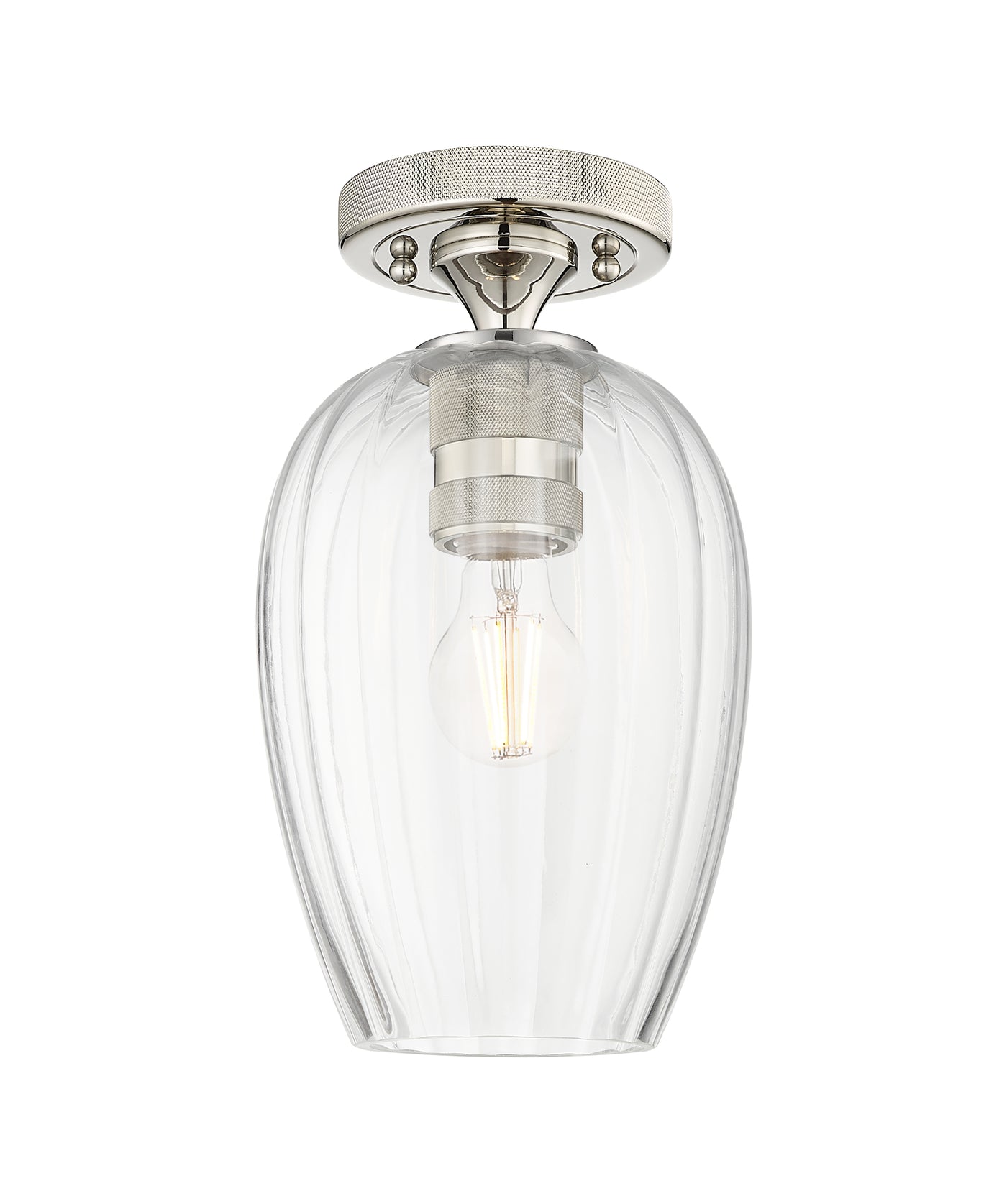 Downtown Flush Mount Satin Nickel Glass