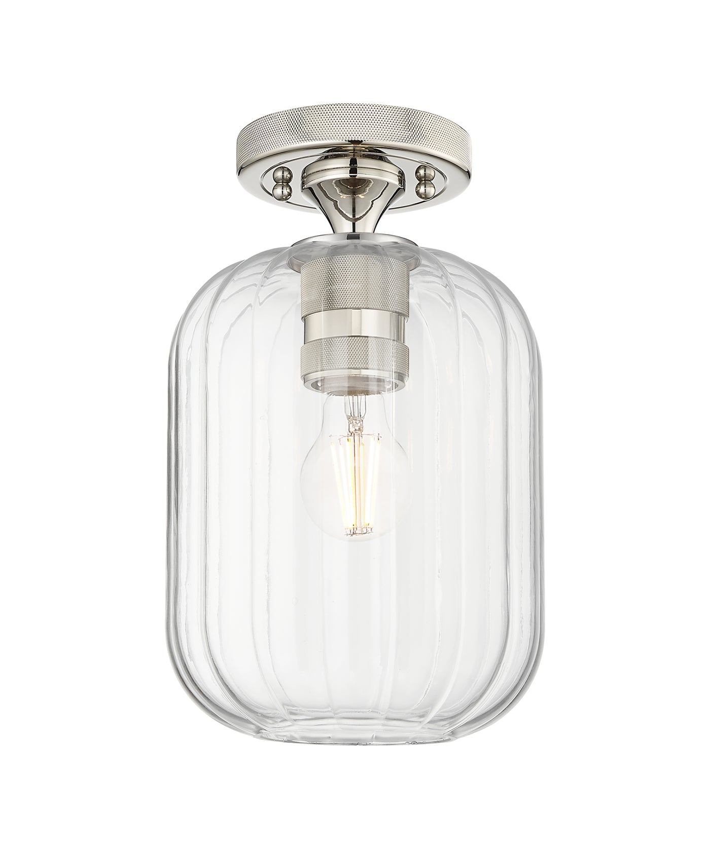 Downtown Flush Mount Satin Nickel Cast Brass