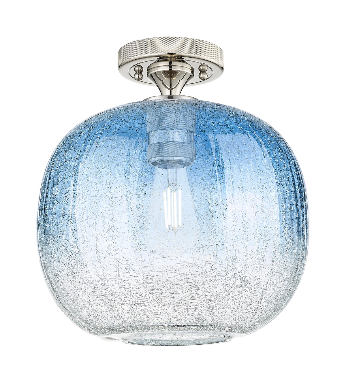 Downtown Flush Mount Satin Nickel Glass