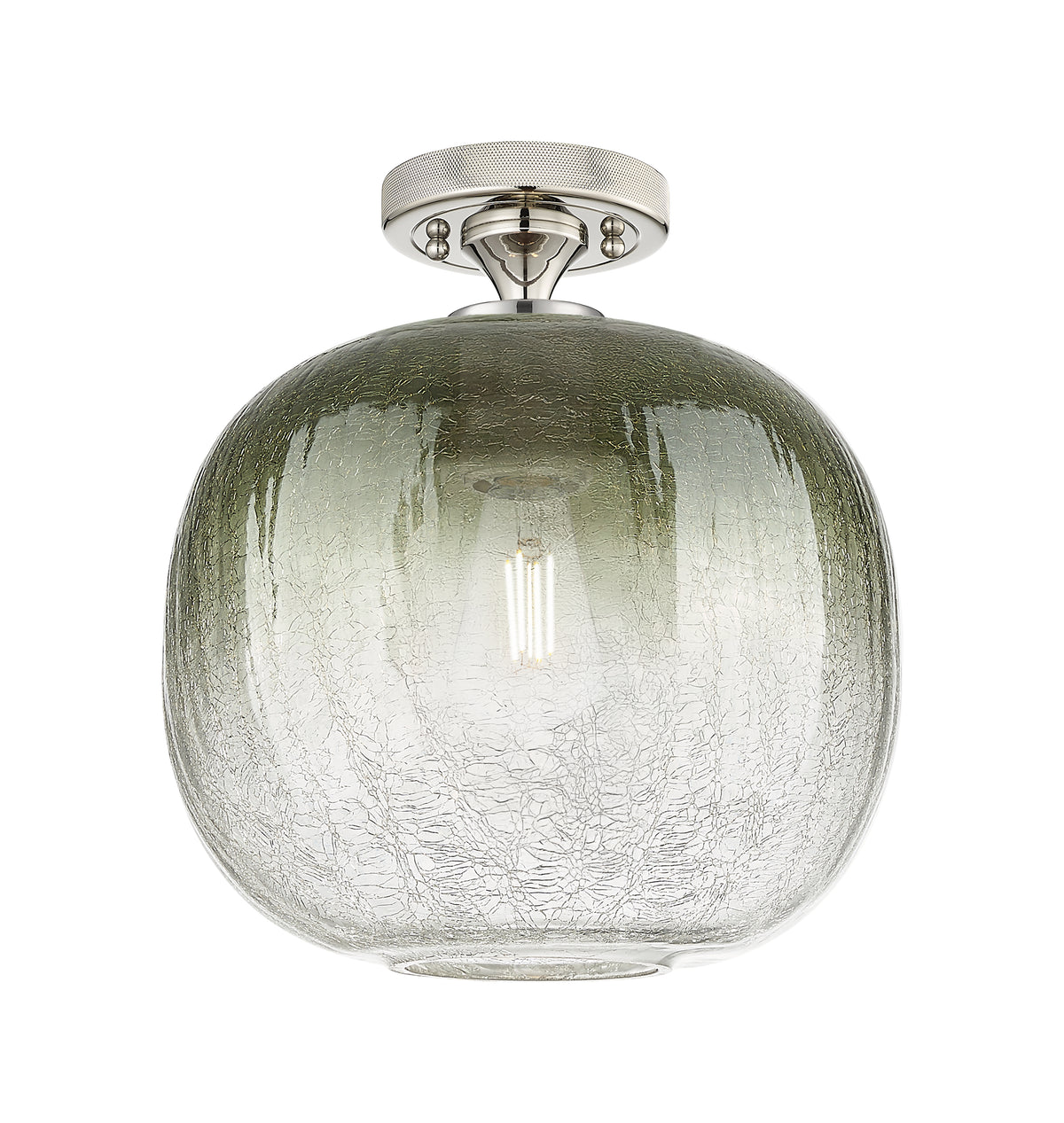 Downtown Flush Mount Satin Nickel Glass