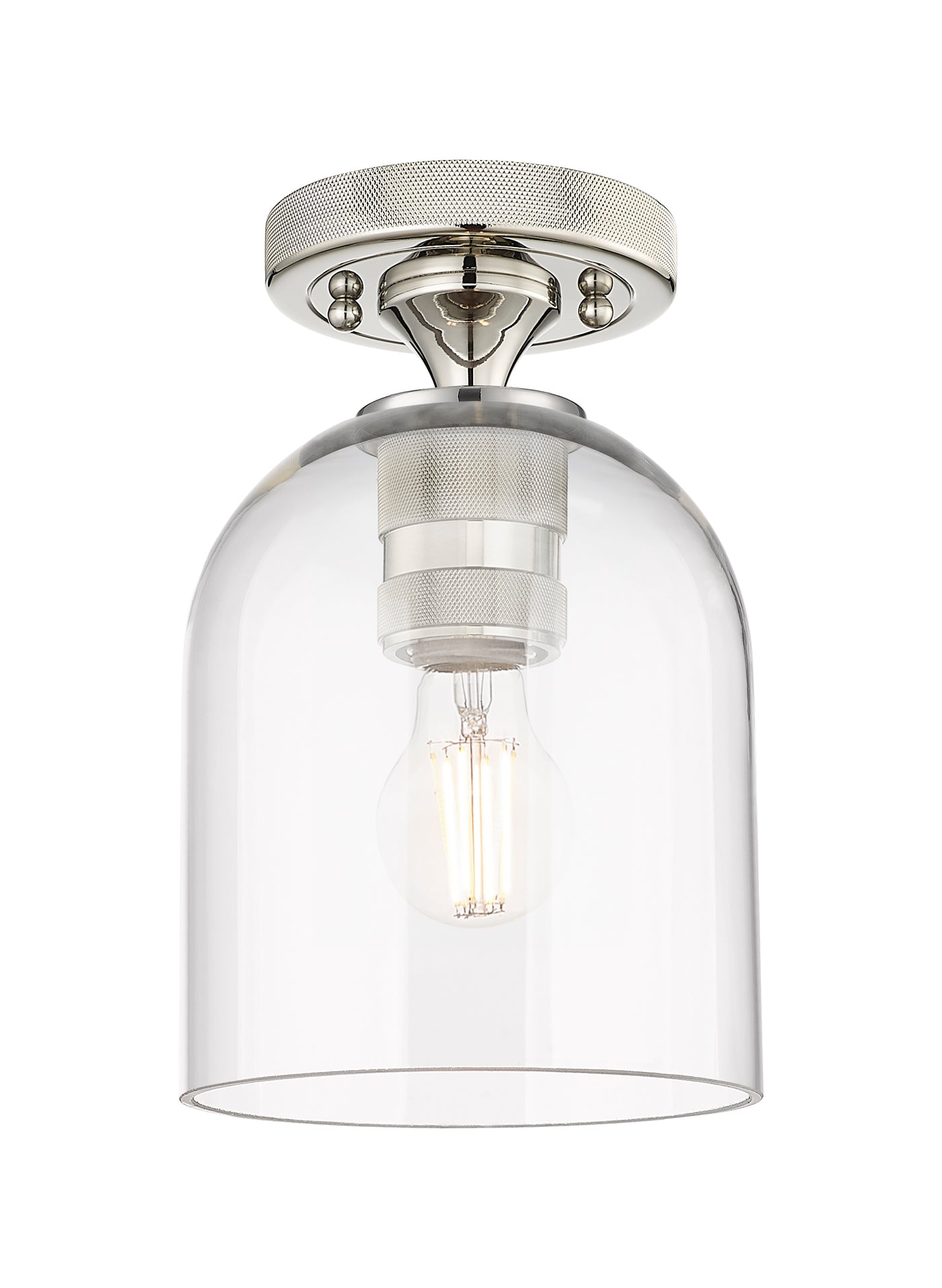 Downtown Flush Mount Satin Nickel Glass
