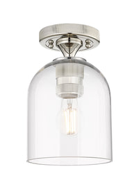 Downtown Flush Mount Satin Nickel Glass