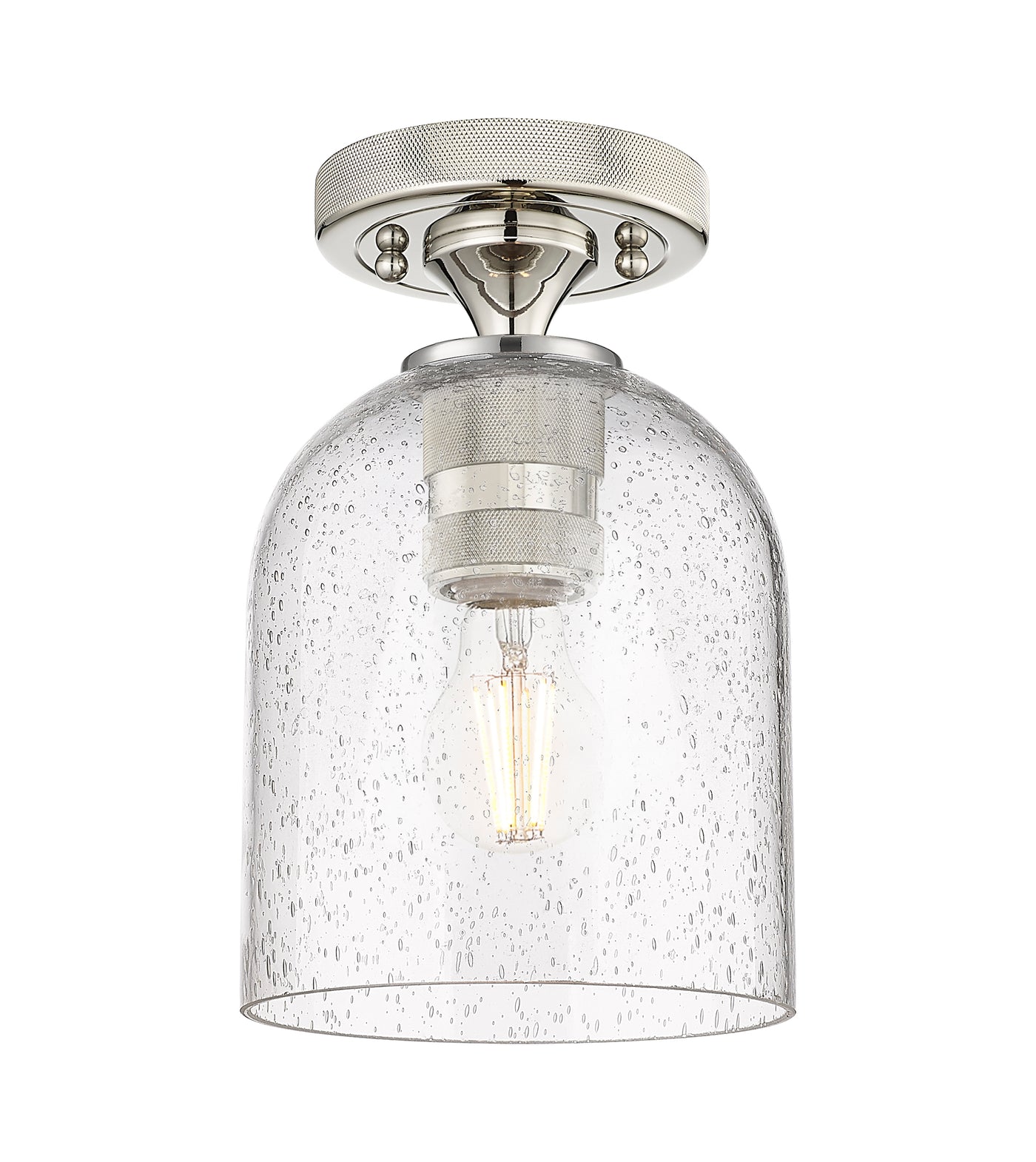 Downtown Flush Mount Satin Nickel Glass