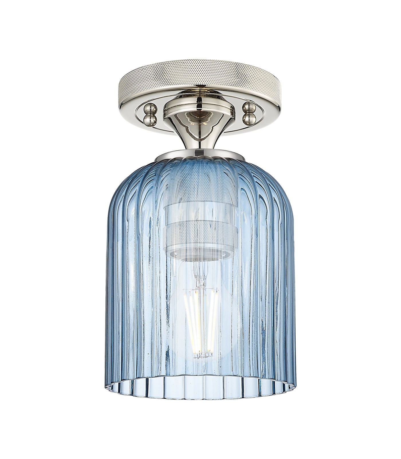 Downtown Flush Mount Satin Nickel Glass