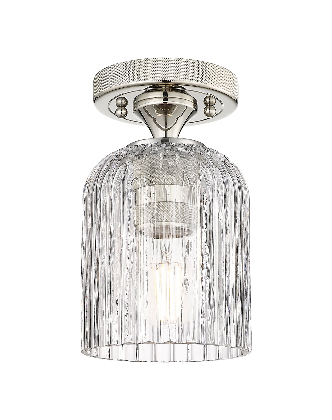 Downtown Flush Mount Satin Nickel Glass