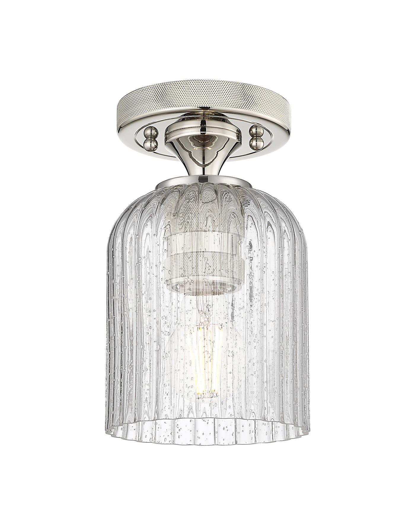 Downtown Flush Mount Satin Nickel Glass